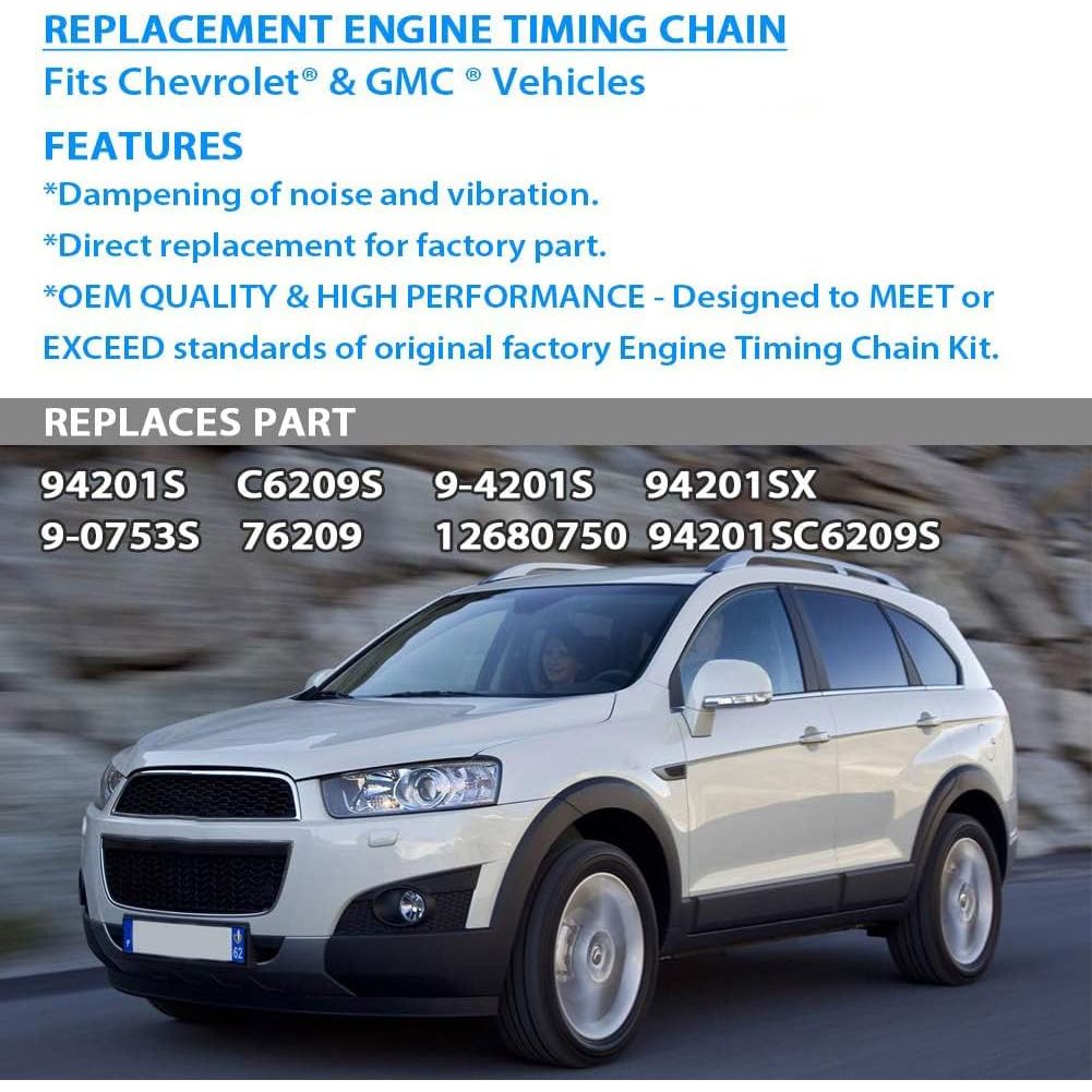 Compatible with Engine Timing Chain Kit With Chain Guide Tensioner Sprocket 12680750 94201S for Chevy GMC Pontiac Saab Saturn 2.0L 2.2L 2.4L L4 - Just Closeouts Canada Inc.