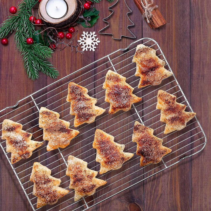 Cookie Sheet with Rack Set, Half Sheet Baking Pan for Oven Cooking, 18”x13” Stainless Steel Rimmed Tray with Wire Cooling Rack for Roasting Broiling Bacon Meat Steak - Dishwasher Safe - Just Closeouts Canada Inc.