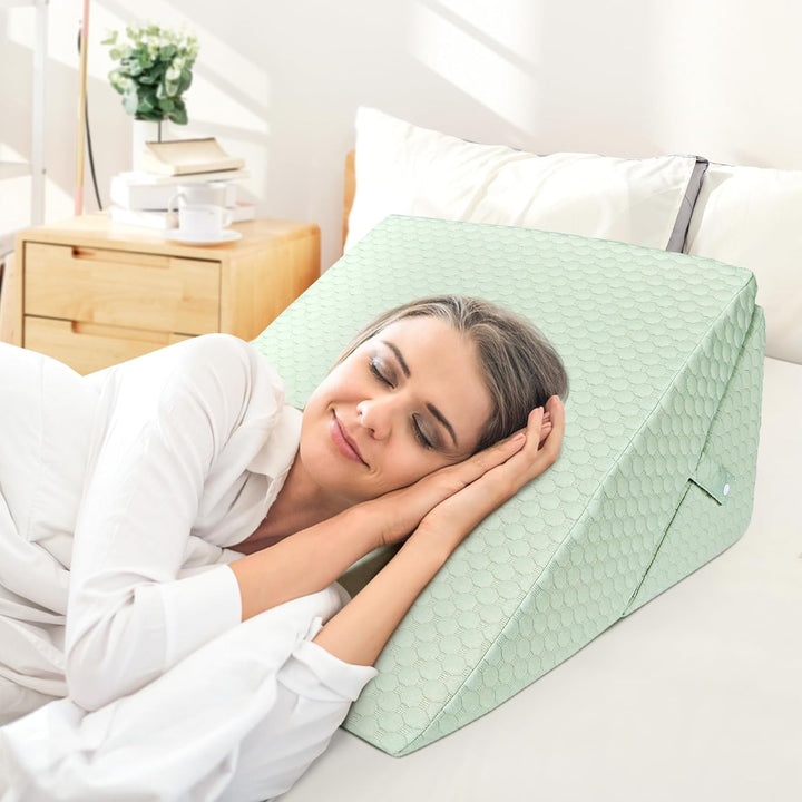 COOLBEBE Bed Wedge Pillow for Sleeping, Adjustable Folding Wedge for Snoring and After Surgery - 9 & 11 Inch, Elevated Triangle Pillow Back Pain Relief (Green, 9 & 11 Inch) - Just Closeouts Canada Inc.