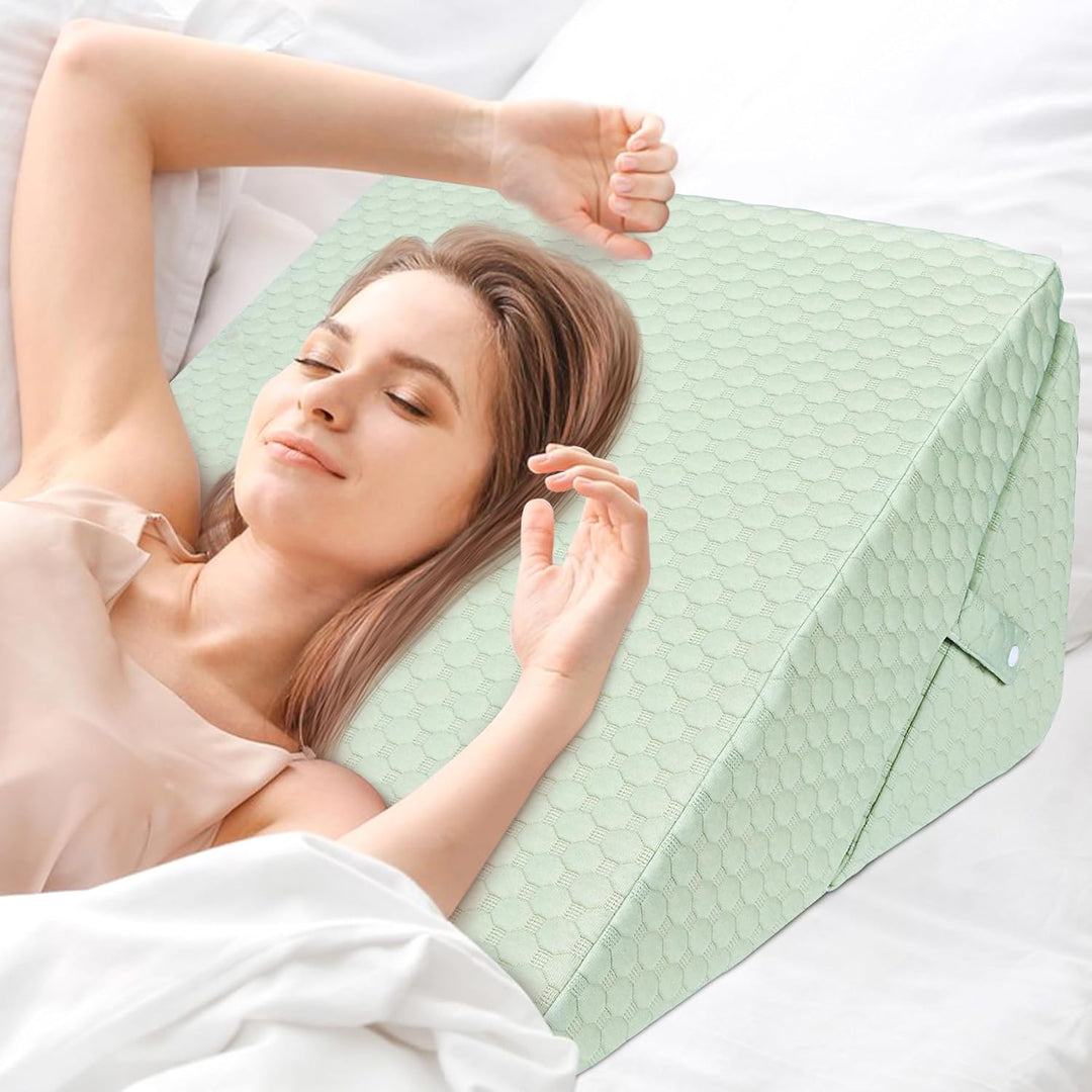 COOLBEBE Bed Wedge Pillow for Sleeping, Adjustable Folding Wedge for Snoring and After Surgery - 9 & 11 Inch, Elevated Triangle Pillow Back Pain Relief (Green, 9 & 11 Inch) - Just Closeouts Canada Inc.