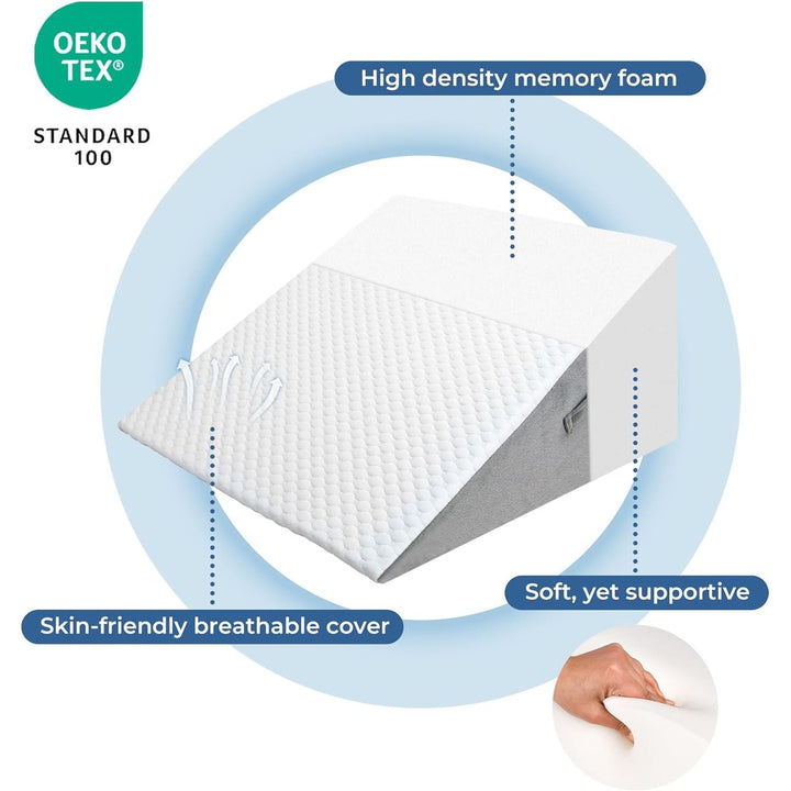 COOLBEBE Bed Wedge Pillow for Sleeping, Adjustable Folding Wedge for Snoring and After Surgery - 9 & 11 Inch, Elevated Triangle Pillow Back Pain Relief (Grey&White, 12Inch) - Just Closeouts Canada Inc.