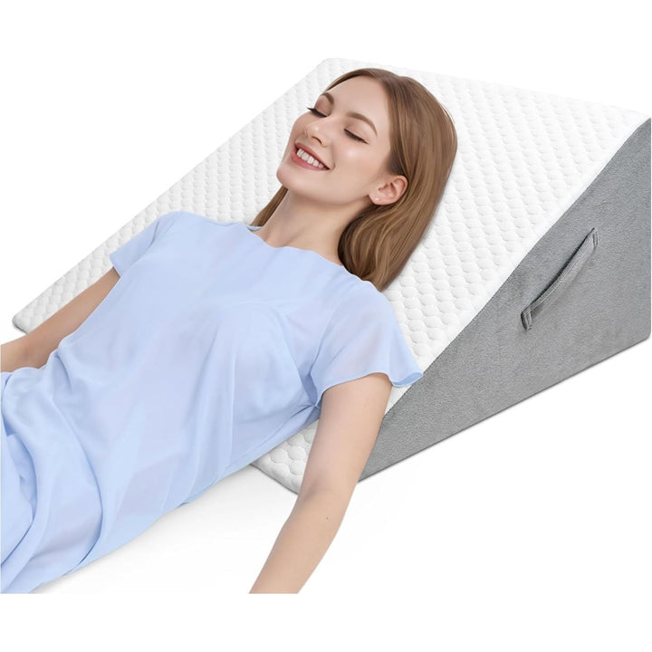 COOLBEBE Bed Wedge Pillow for Sleeping, Adjustable Folding Wedge for Snoring and After Surgery - 9 & 11 Inch, Elevated Triangle Pillow Back Pain Relief (Grey&White, 12Inch) - Just Closeouts Canada Inc.