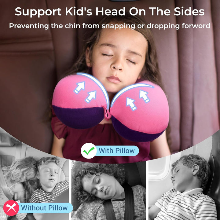 COOLBEBE Kids Travel Neck Pillow, Softly Travel Pillow for Car & Airplane, Traveling Gifts for Toddler & Children (1, Pinkish Purple) - Just Closeouts Canada Inc.
