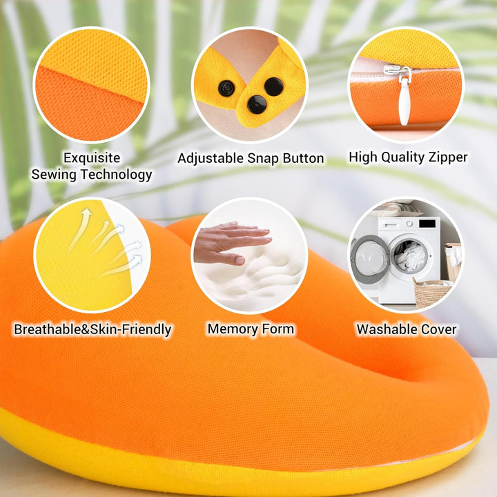 COOLBEBE Kids Travel Neck Pillow, Softly Travel Pillow for Car & Airplane, Traveling Gifts for Toddler & Children (1, Yellowish Orange) - Just Closeouts Canada Inc.