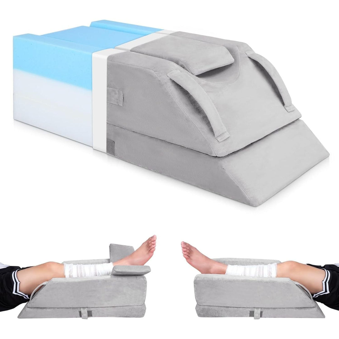 COOLBEBE Leg Elevation Pillow Adjustable Post Surgery Leg Pillow, Memory Foam Ankle Knee and Leg Wedge Pillow for Swelling with Washable Cover and Handle (Single, Grey) - Just Closeouts Canada Inc.