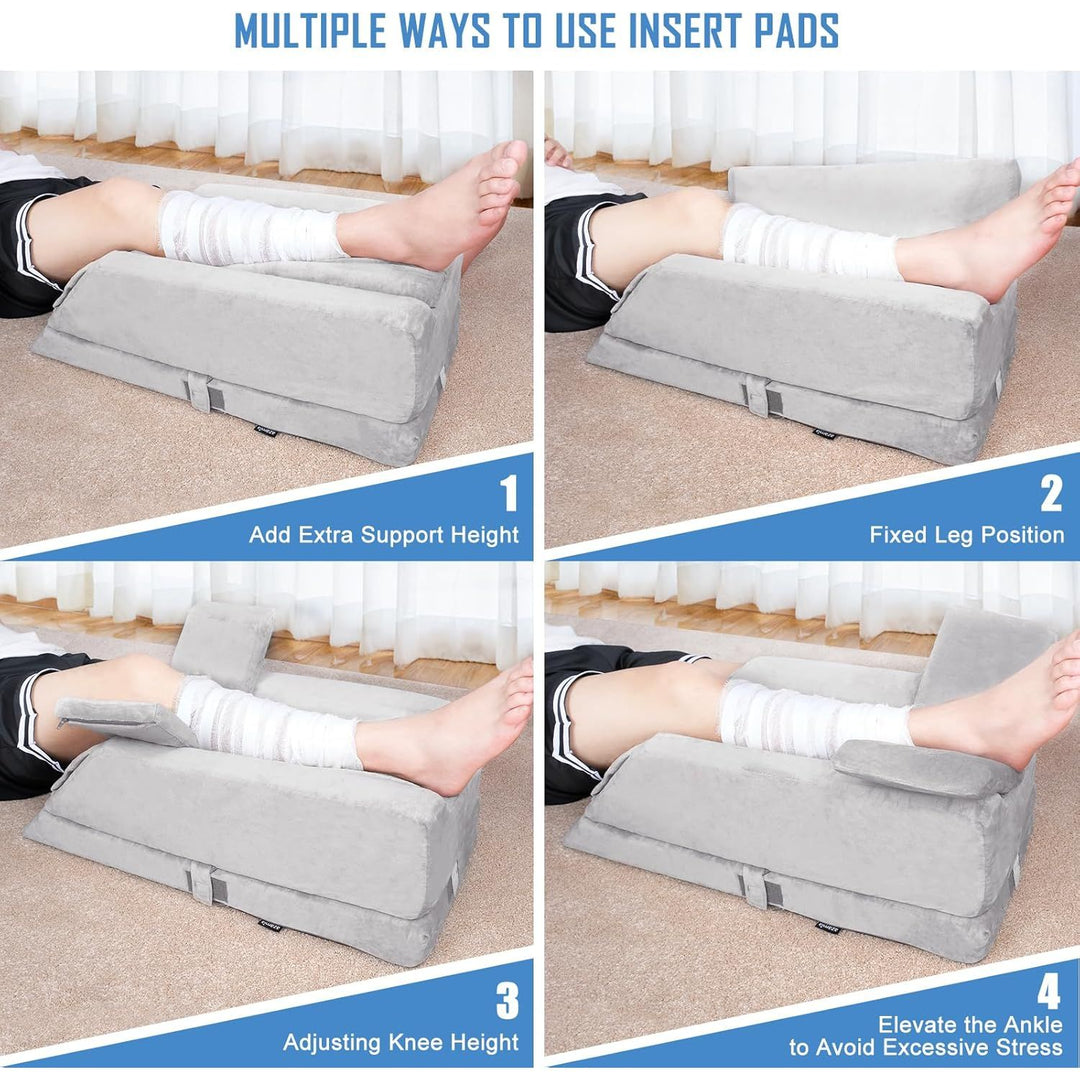 COOLBEBE Leg Elevation Pillow Adjustable Post Surgery Leg Pillow, Memory Foam Ankle Knee and Leg Wedge Pillow for Swelling with Washable Cover and Handle (Single, Grey) - Just Closeouts Canada Inc.