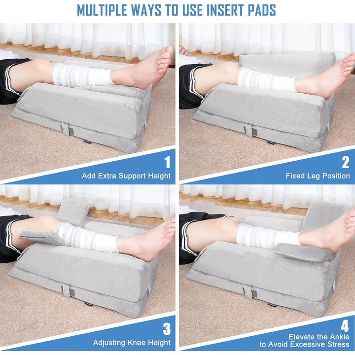 COOLBEBE Leg Elevation Pillow Adjustable Post Surgery Leg Pillow, Memory Foam Ankle Knee and Leg Wedge Pillow for Swelling with Washable Cover and Handle (Single, Grey) - Just Closeouts Canada Inc.