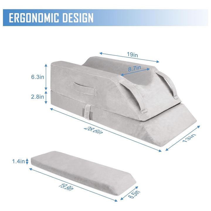 COOLBEBE Leg Elevation Pillow Adjustable Post Surgery Leg Pillow, Memory Foam Ankle Knee and Leg Wedge Pillow for Swelling with Washable Cover and Handle (Single, Grey) - Just Closeouts Canada Inc.