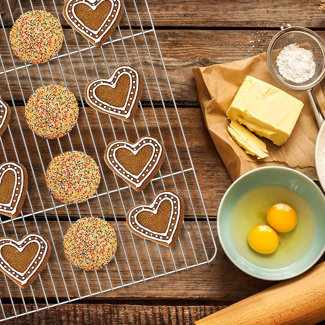 Cooling Rack Pack of 2, Stainless Steel Metal Cooking Rack for Cooling Baking Roasting Drying, 15" x 11" x 0.6", Non Toxic & Rust Free, Oven & Dishwasher Safe - Just Closeouts Canada Inc.