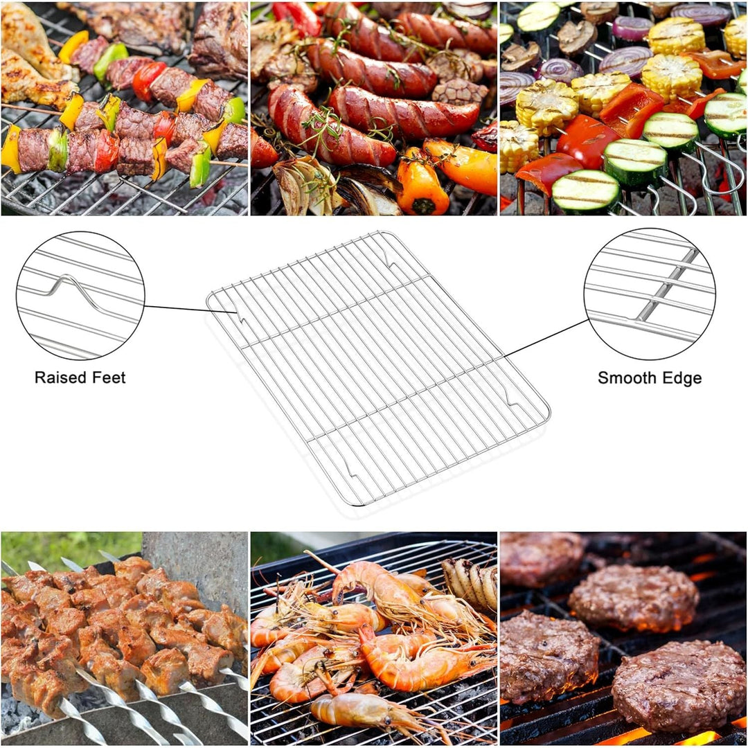 Cooling Rack Pack of 2, Stainless Steel Metal Cooking Rack for Cooling Baking Roasting Drying, 15" x 11" x 0.6", Non Toxic & Rust Free, Oven & Dishwasher Safe - Just Closeouts Canada Inc.