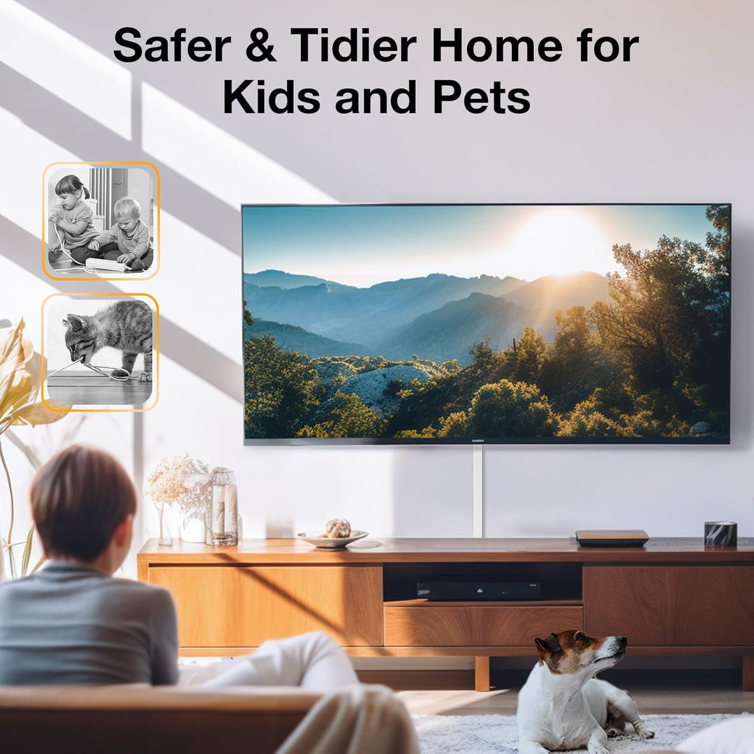 Cord Cover Raceway Kit, 157in Cable Cover Channel, Paintable Cord Concealer System Cable Hider, Cord Wires, Hiding Wall Mount TV Powers Cords in Home Office, 10X L15.7in X W1.18in X 0.6in, White - Just Closeouts Canada Inc.