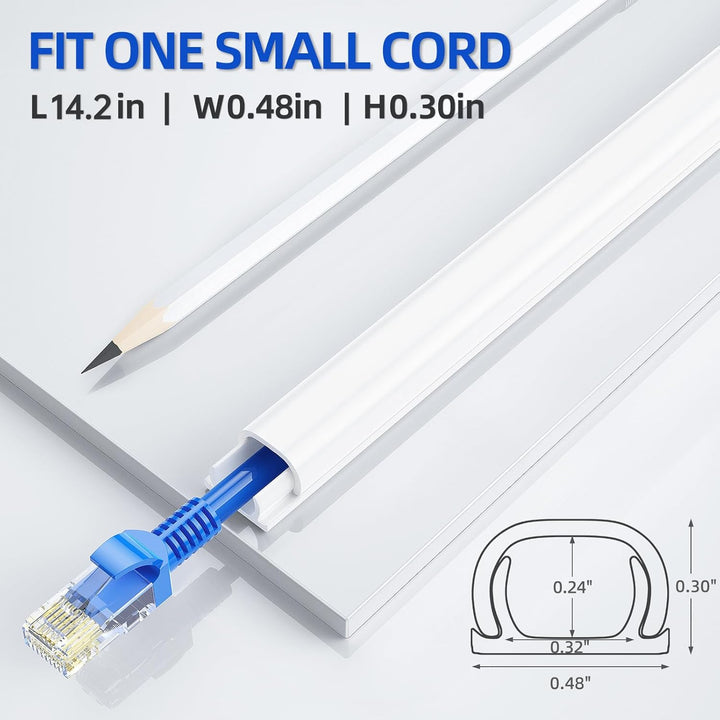 Cord Cover Wall, 142in One - Cord Channel Cord Hider Wall, Mini Size Wire Covers for Cords, Paintable Cable Concealer to Hide Speaker Wire, Ethernet Cable, 10X L14.2in W0.48in H0.3in, CC05 White - Just Closeouts Canada Inc.