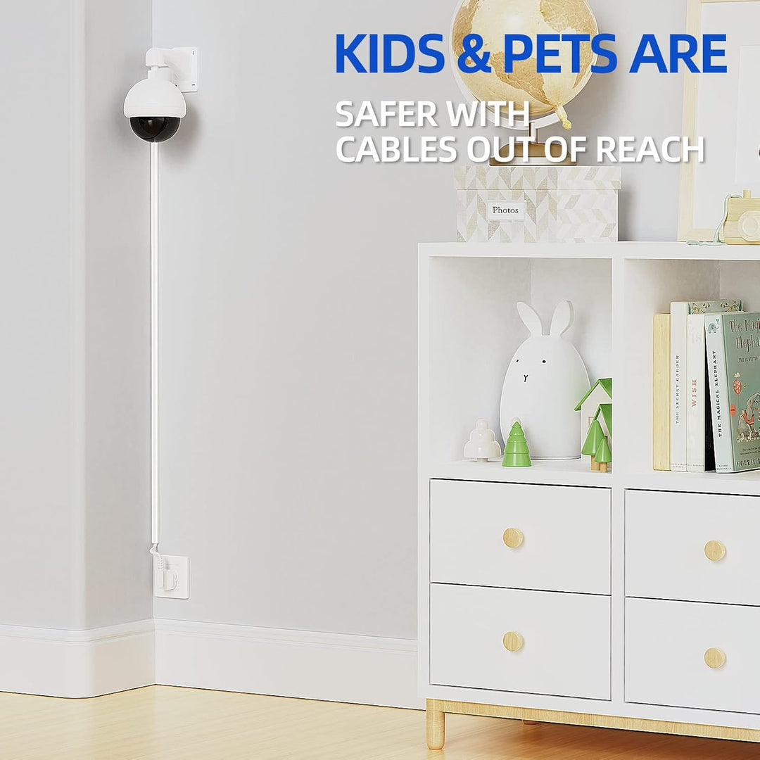 Cord Cover Wall, 142in One - Cord Channel Cord Hider Wall, Mini Size Wire Covers for Cords, Paintable Cable Concealer to Hide Speaker Wire, Ethernet Cable, 10X L14.2in W0.48in H0.3in, CC05 White - Just Closeouts Canada Inc.
