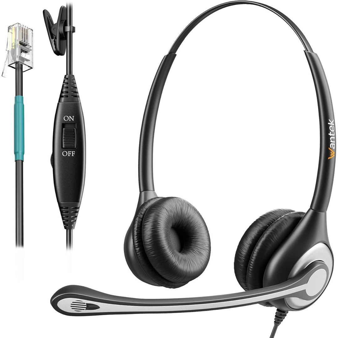 Corded Telephone Headset Mono w/Noise Canceling Mic for ShoreTel Plantronics Polycom Zultys Toshiba NEC Dterm Nortel Norstar Meridian Siemens ROLM Packet8 Landline Deskphones(F600S2) - Just Closeouts Canada Inc.