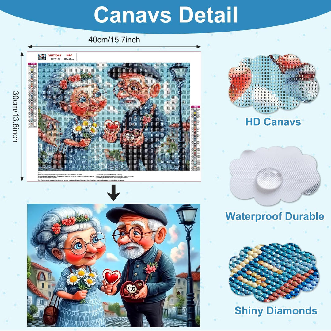 Couple Diamond Art Painting Kits,5D Diamond Dots for Adults Beginners,Old Couple in Love Peinture Diamant Kits for Adults,30x40 cm - Just Closeouts Canada Inc.