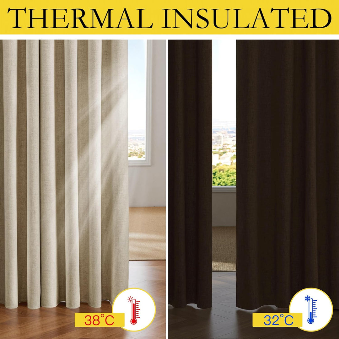 Cream Linen-Look Blackout Curtains, 42 x 84 Inches, 2 Panels - Just Closeouts Canada Inc.