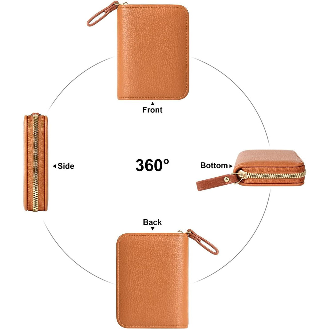 Credit Card Holder RFID Card Case Wallet, Small Accordion Zipper Card Case Holder, Card Organizer Case for Women Men, Brown - Just Closeouts Canada Inc.