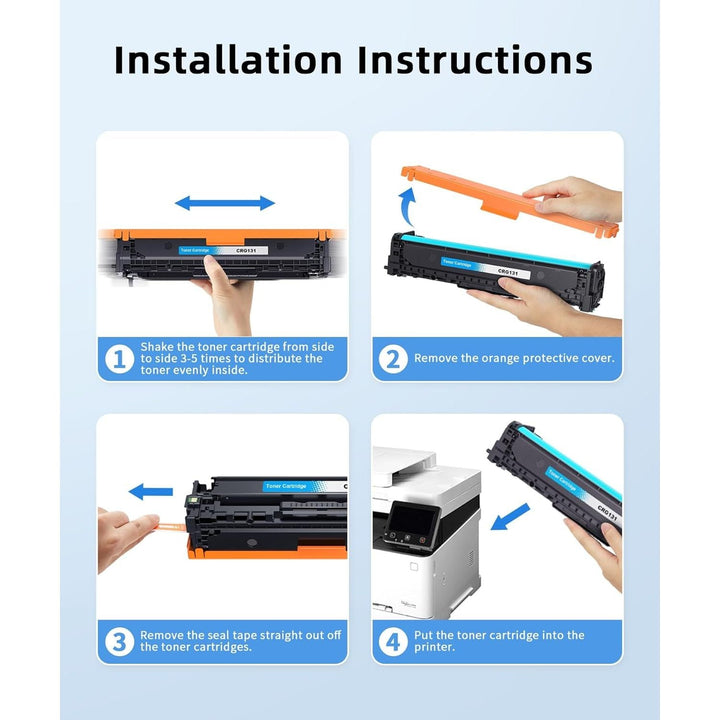 CRG - 131 Compatible Toner Cartridge Replacement for Canon 131 CRG131 CRG - 131 Work with Canon Color ImageClass MF8280Cw MF624Cw MF628Cw MF8050Cn MF8080Cw LBP7110Cw (CRG - 131 BK/C/M/Y,4 Combo Pack) - Just Closeouts Canada Inc.