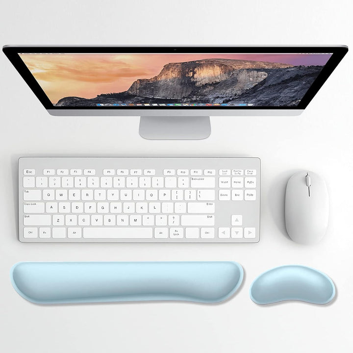 Dapesuom Enlarge Keyboard Wrist Rest Pad,Memory Foam Set Wrist Cushion Support for Easy Typing & Pain Relief,Mouse Wrist Pad,Anti - Slip Wrist Support for Gaming,Computer, Laptop, Office,Sky Blue - Just Closeouts Canada Inc.