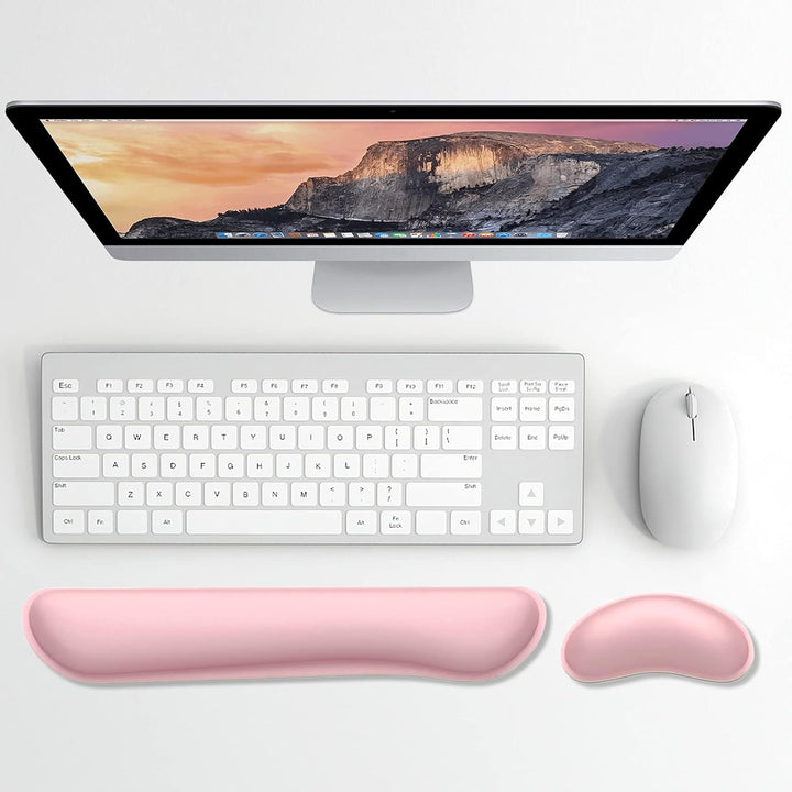 Dapesuom Enlarge Keyboard Wrist Rest Pad,Memory Foam Set Wrist Cushion Support for Easy Typing & Pain Relief,Mouse Wrist Pad,Anti - Slip Wrist Support for Gaming,Computer, Laptop, Office,Pink - Just Closeouts Canada Inc.