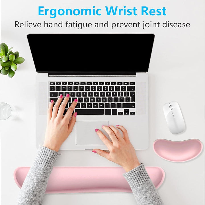 Dapesuom Enlarge Keyboard Wrist Rest Pad,Memory Foam Set Wrist Cushion Support for Easy Typing & Pain Relief,Mouse Wrist Pad,Anti - Slip Wrist Support for Gaming,Computer, Laptop, Office,Pink - Just Closeouts Canada Inc.