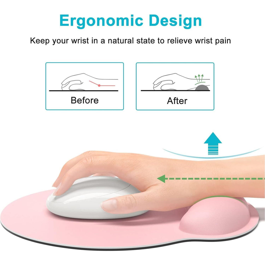 Dapesuom Ergonomic Mouse Pad with Wrist Rest Support, Memory Foam Computer Mouse Pads for Wireless Mouse, Cut Gaming Mouse Mat with Non - Slip Base, Pain Relief Mousepad for Laptop Desk Work Women, Pink - Just Closeouts Canada Inc.