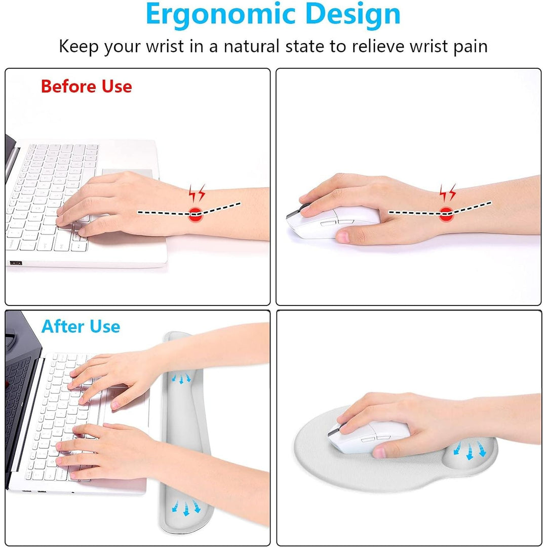 Dapesuom Keyboard Wrist Rest and Mouse Pad with Wrist Support, Memory Foam Wrist Rests for Keyboard and Mouse Set, Ergonomic Wrist Pad with Non Slip Base for Easy Typing & Pain Relief,Space Gray - Just Closeouts Canada Inc.