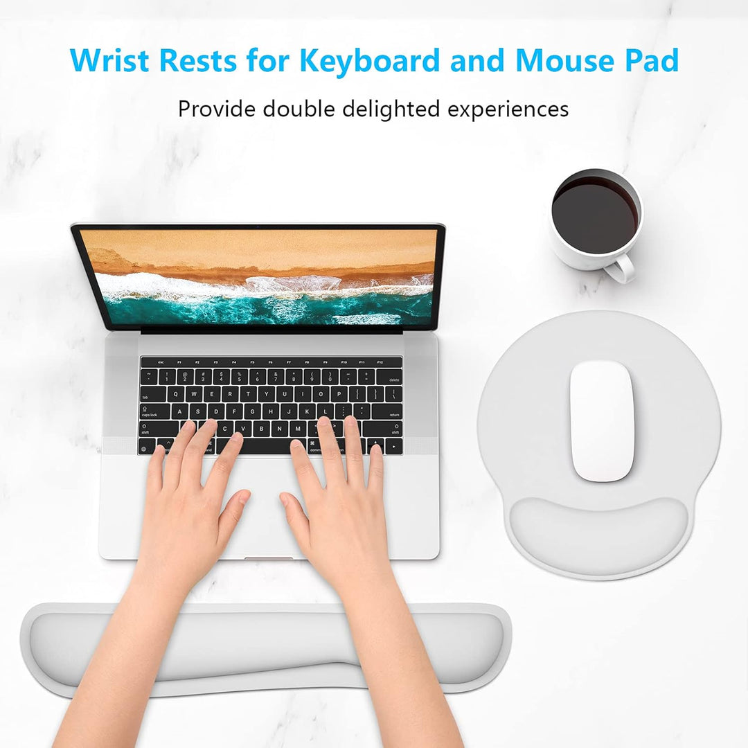 Dapesuom Keyboard Wrist Rest and Mouse Pad with Wrist Support, Memory Foam Wrist Rests for Keyboard and Mouse Set, Ergonomic Wrist Pad with Non Slip Base for Easy Typing & Pain Relief,Space Gray - Just Closeouts Canada Inc.