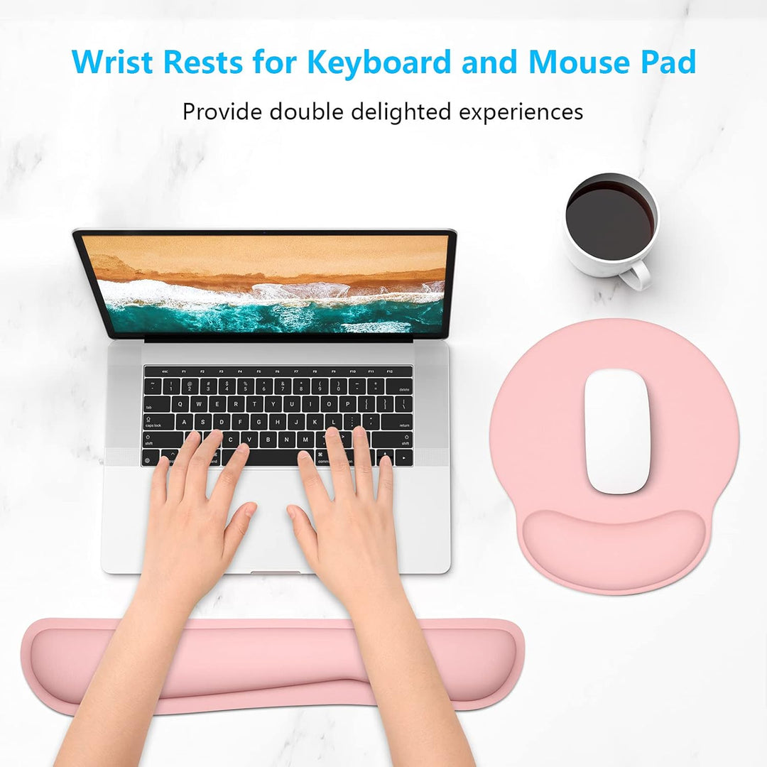 Dapesuom Keyboard Wrist Rest and Mouse Pad with Wrist Support, Memory Foam Wrist Rests for Keyboard and Mouse Set, Ergonomic Wrist Pad with Non Slip Base for Easy Typing & Pain Relief,Pink - Just Closeouts Canada Inc.