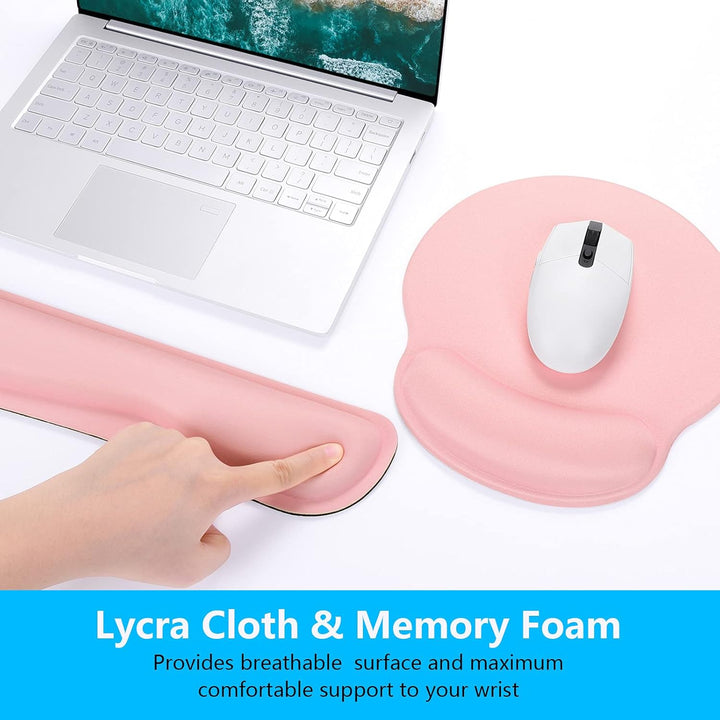 Dapesuom Keyboard Wrist Rest and Mouse Pad with Wrist Support, Memory Foam Wrist Rests for Keyboard and Mouse Set, Ergonomic Wrist Pad with Non Slip Base for Easy Typing & Pain Relief,Pink - Just Closeouts Canada Inc.
