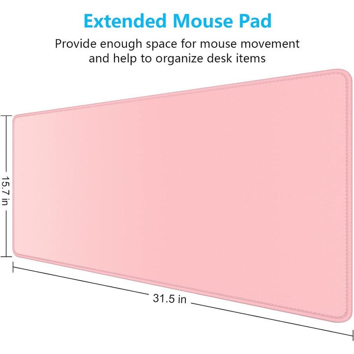 Dapesuom Large Gaming Mouse Pad, Extended Mousepad with Stitched Edges, Water Resist Keyboard Pad with Non - Slip Base, Big XXL Mousepad Desk Mat for Gamer, Laptop, Computer, Office, 31.5x15.7in, Pink - Just Closeouts Canada Inc.