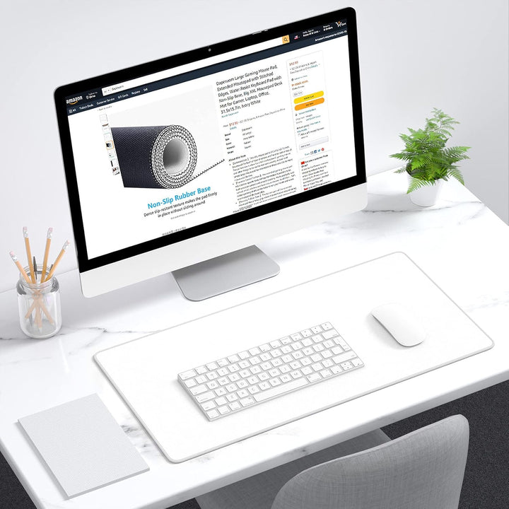Dapesuom Large Mouse Pad, Extended Gaming Mouse Pad with Stitched Edges, Waterproof Desk Pads with Non - Slip Base, Computer Keyboard Pad, Big Mouse Mat for Laptop, Office, 23.6 x 11.8 in, Ivory White - Just Closeouts Canada Inc.