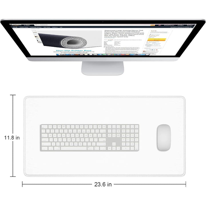 Dapesuom Large Mouse Pad, Extended Gaming Mouse Pad with Stitched Edges, Waterproof Desk Pads with Non - Slip Base, Computer Keyboard Pad, Big Mouse Mat for Laptop, Office, 23.6 x 11.8 in, Ivory White - Just Closeouts Canada Inc.