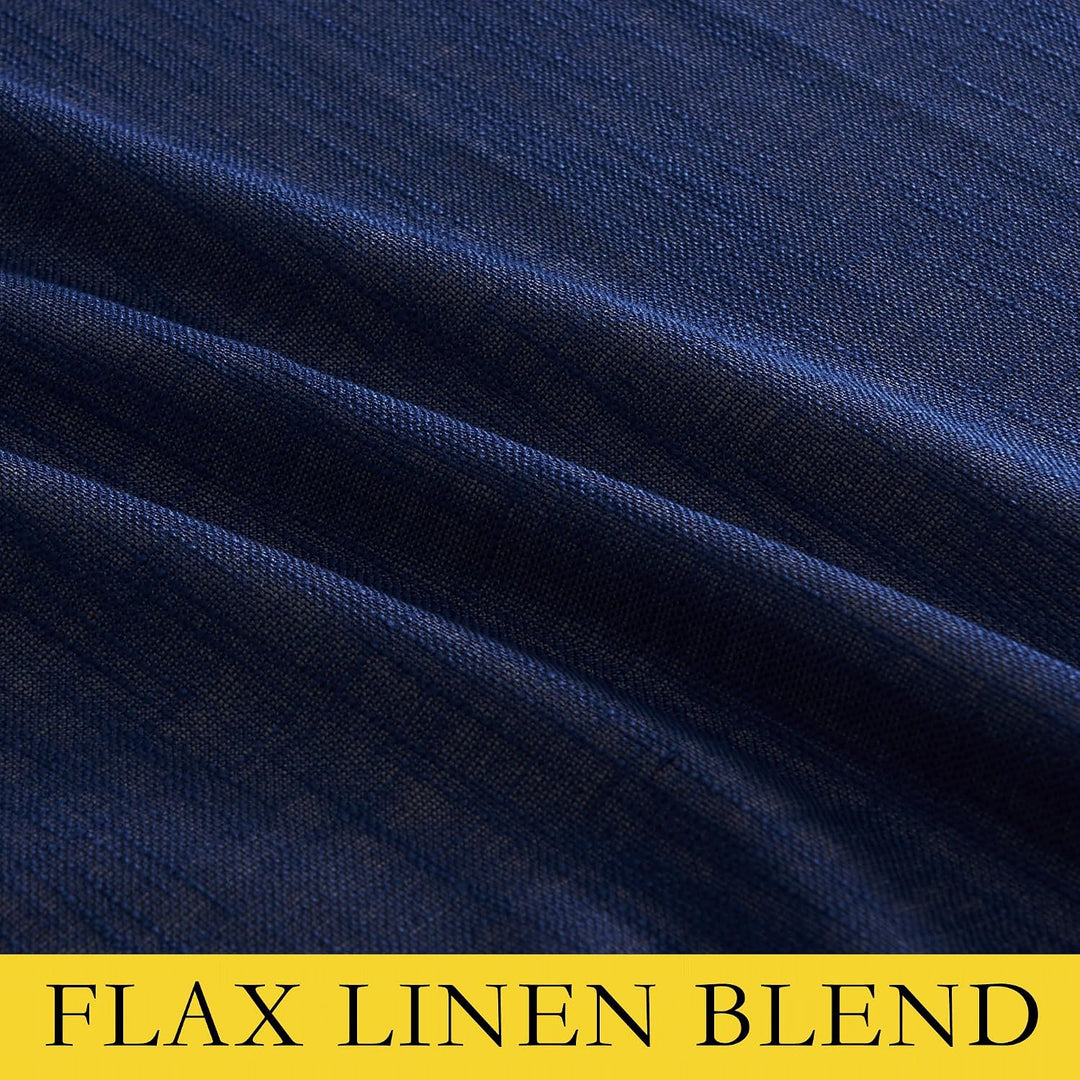 Dark Blue Linen-Look Blackout Curtains with White Liner, 52 x 84 in, 2 Panels - Just Closeouts Canada Inc.