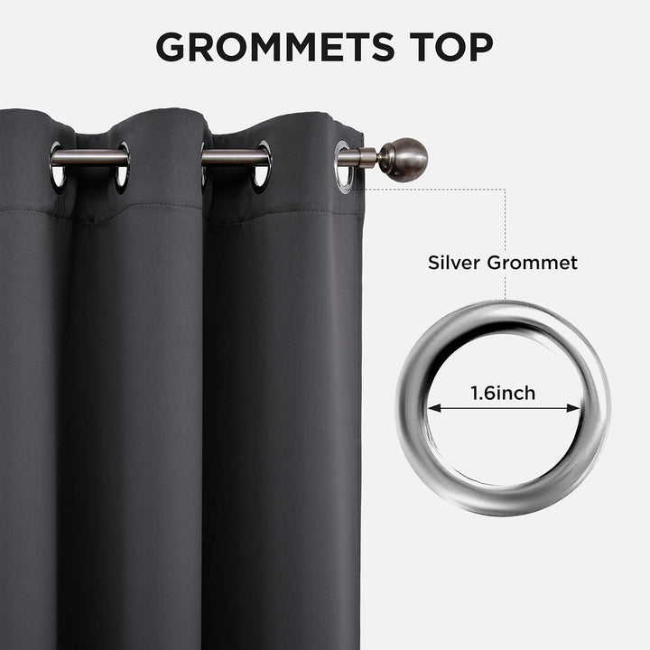 Dark Grey Blackout Grommet Curtains, 2 Panels, 52 x 108 in - Just Closeouts Canada Inc.X002V2UQWX