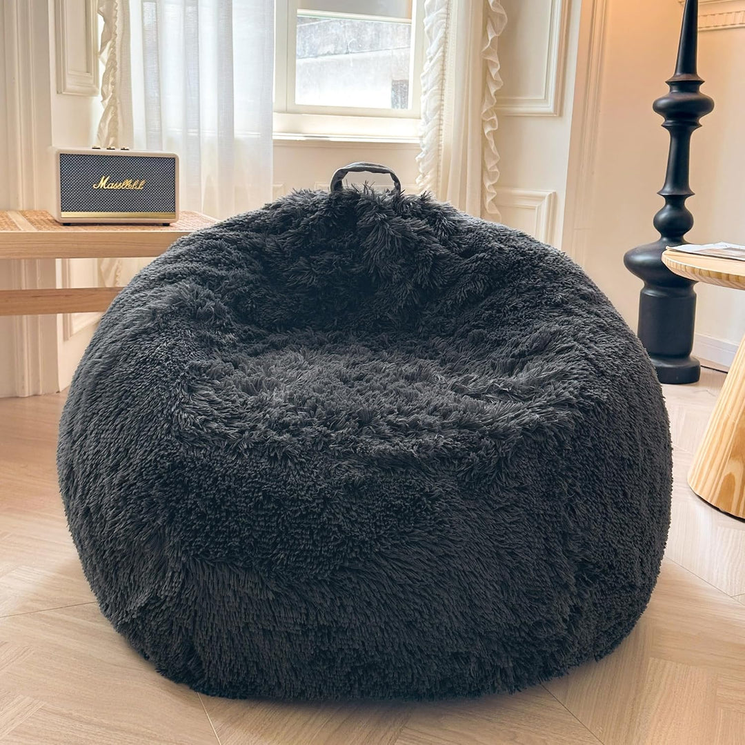 Dark Grey Plush Faux Fur Bean Bag Cover, Large 38 x 38 x 40 in - Just Closeouts Canada Inc.X0049A7LJ1