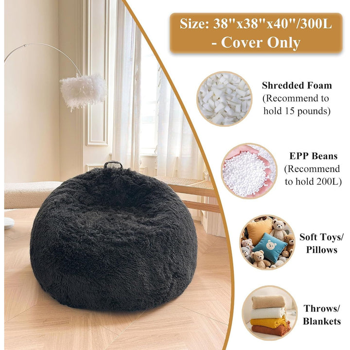 Dark Grey Plush Faux Fur Bean Bag Cover, Large 38 x 38 x 40 in - Just Closeouts Canada Inc.X0049A7LJ1