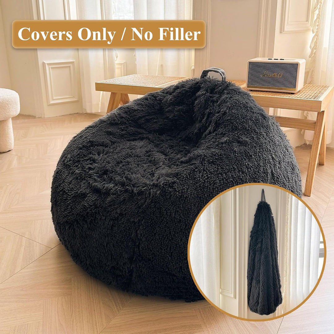 Dark Grey Plush Faux Fur Bean Bag Cover, Large 38 x 38 x 40 in - Just Closeouts Canada Inc.X0049A7LJ1