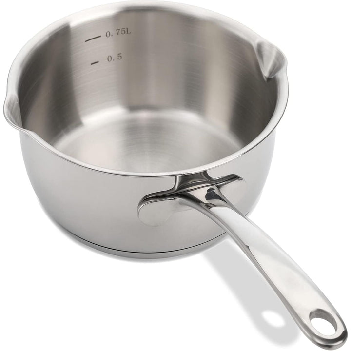 DEAYOU 18/10 Stainless Steel Butter Warmer Pan, 0.8 - Quart Measuring Saucepan with Dual Pour Spout, Small Milk Butter Melting Pot, Induction Heavy Bottom Sauce Pan for Stove Top, Soup, Chocolate, 25OZ - Just Closeouts Canada Inc.