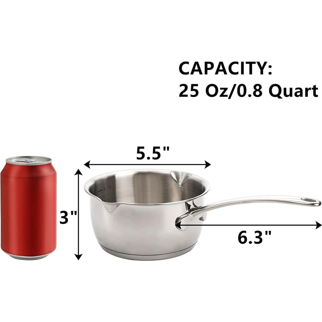DEAYOU 18/10 Stainless Steel Butter Warmer Pan, 0.8 - Quart Measuring Saucepan with Dual Pour Spout, Small Milk Butter Melting Pot, Induction Heavy Bottom Sauce Pan for Stove Top, Soup, Chocolate, 25OZ - Just Closeouts Canada Inc.