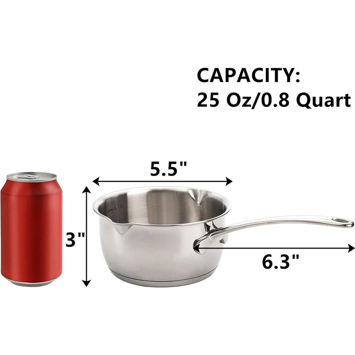 DEAYOU 18/10 Stainless Steel Butter Warmer Pan, 0.8 - Quart Measuring Saucepan with Dual Pour Spout, Small Milk Butter Melting Pot, Induction Heavy Bottom Sauce Pan for Stove Top, Soup, Chocolate, 25OZ - Just Closeouts Canada Inc.
