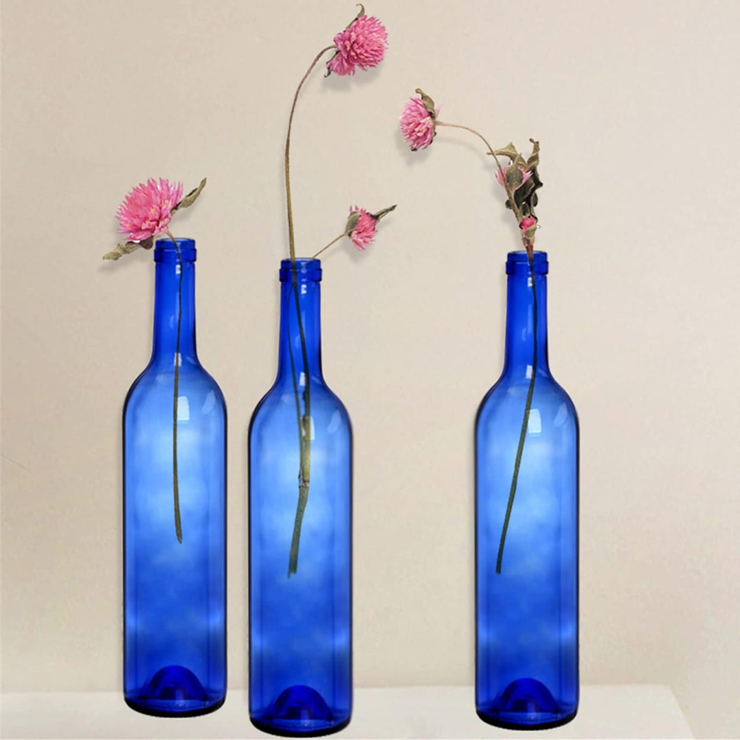 DEAYOU 8 Pack 750ml Bordeaux Wine Bottles, Glass Clear Bottles with 8 Corks and 8 PVC Shrink Capsules, Flat - Bottomed Empty Bottle for Claret, Liquor, Champagne, Juice, Beverages, Decors, Cobalt Blue - Just Closeouts Canada Inc.