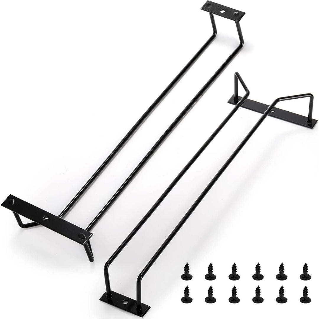 Dicunoy 6 Pack Wine Glass Rack Under Cabinet, 14 Inch Black Stemware Rack, Wall Mounted Iron Wine Glass Hanging Rack, Wine Glass Holder Under Shelf, Stemware Holder for Shelf, Bar, Wine Cellar Storage - Just Closeouts Canada Inc.