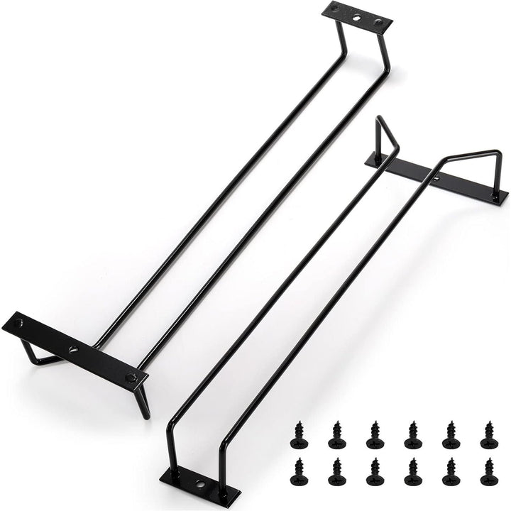 Dicunoy 6 Pack Wine Glass Rack Under Cabinet, 14 Inch Black Stemware Rack, Wall Mounted Iron Wine Glass Hanging Rack, Wine Glass Holder Under Shelf, Stemware Holder for Shelf, Bar, Wine Cellar Storage - Just Closeouts Canada Inc.