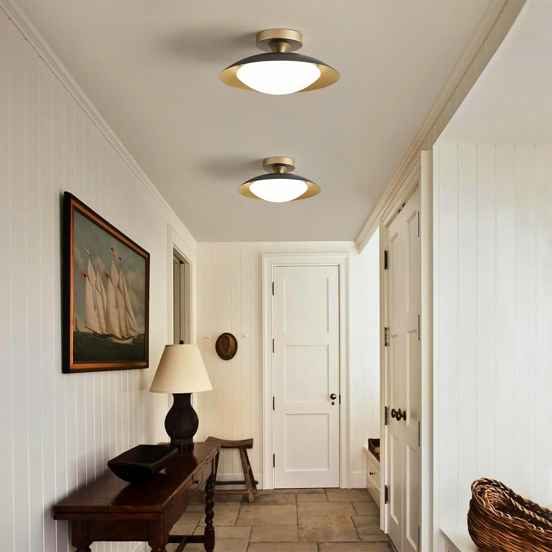 Dimmable Black Gold Flush Mount Ceiling Light Fixture, Modern Semilledes, 5CCT, 2700K - 6000K, Mid Century Ceiling Light, for Hallway, Bedroom, Kitchen, Laundry Room, - Just Closeouts Canada Inc.X004CR9TJL