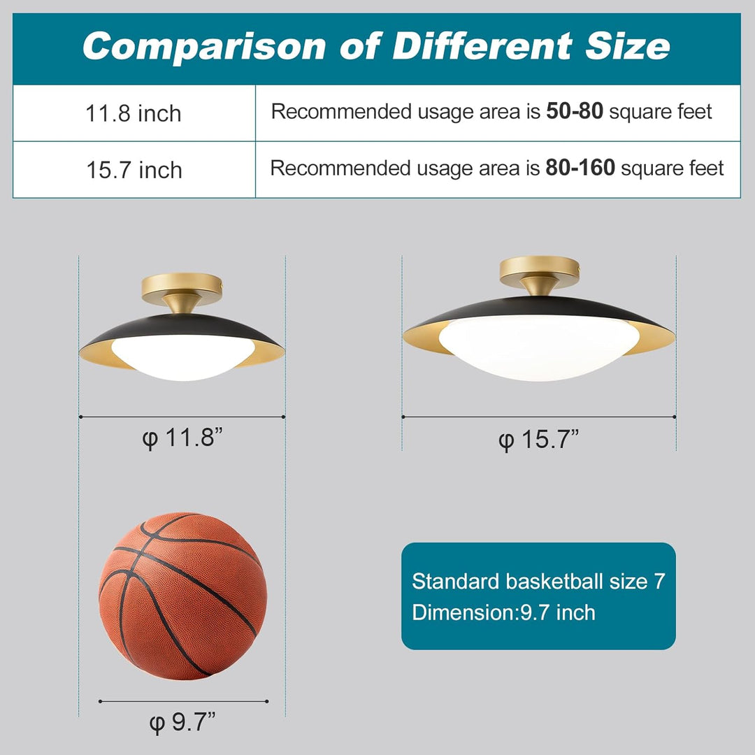 Dimmable Black Gold Flush Mount Ceiling Light Fixture, Modern Semilledes, 5CCT, 2700K - 6000K, Mid Century Ceiling Light, for Hallway, Bedroom, Kitchen, Laundry Room, - Just Closeouts Canada Inc.X004CR9TJL