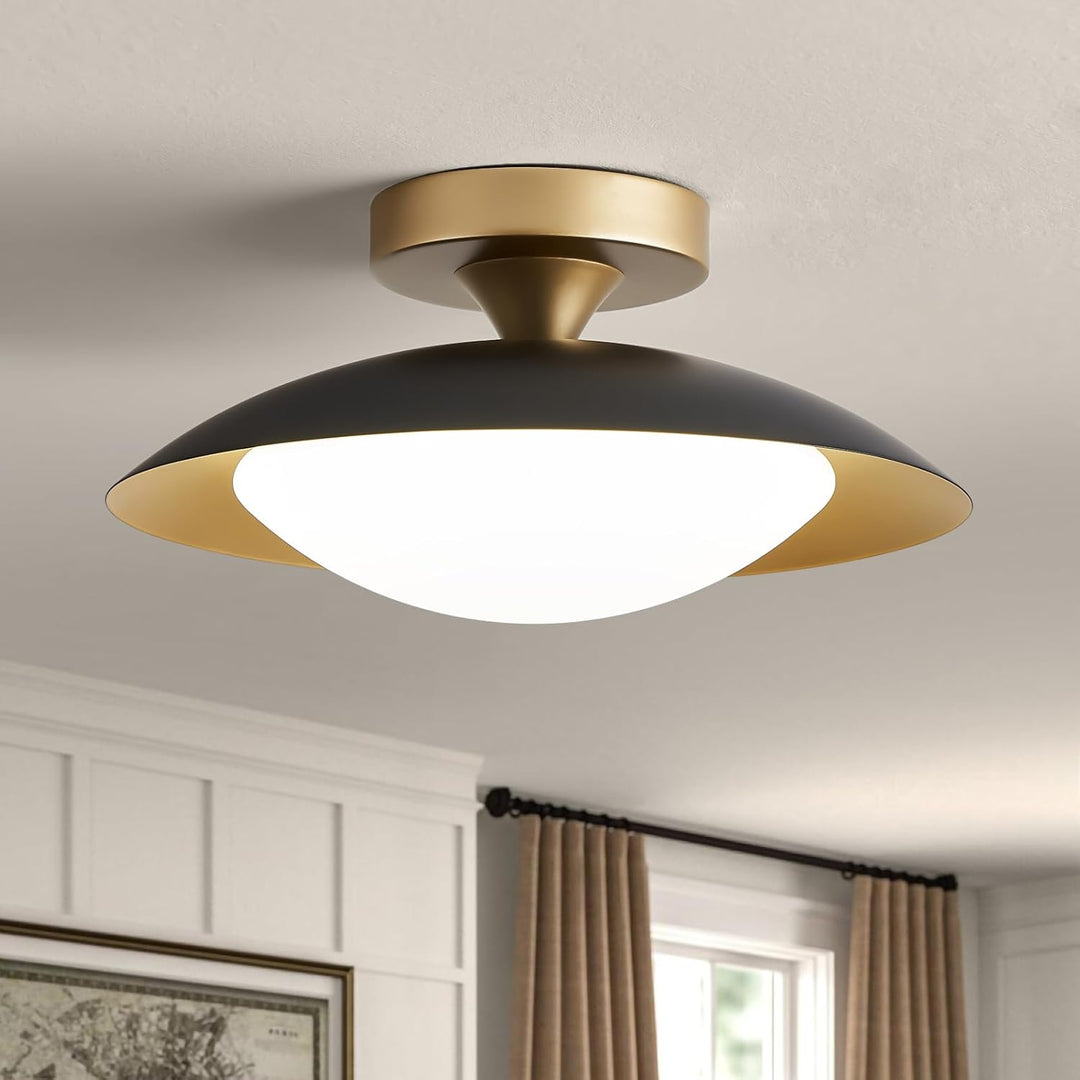 Dimmable Black Gold Flush Mount Ceiling Light Fixture, Modern Semilledes, 5CCT, 2700K - 6000K, Mid Century Ceiling Light, for Hallway, Bedroom, Kitchen, Laundry Room, - Just Closeouts Canada Inc.X004CR9TJL