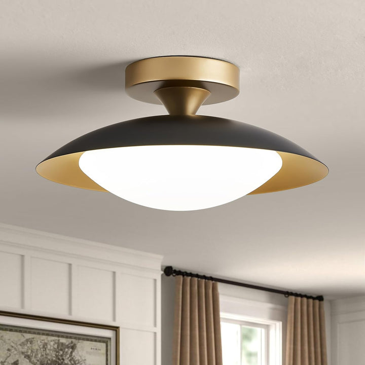 Dimmable Black Gold Flush Mount Ceiling Light Fixture, Modern Semilledes, 5CCT, 2700K - 6000K, Mid Century Ceiling Light, for Hallway, Bedroom, Kitchen, Laundry Room, - Just Closeouts Canada Inc.X004CR9TJL