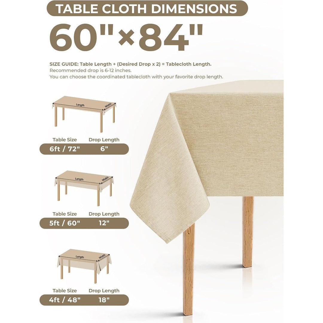 Dirty-Repel Linen Party Rectangle Tablecloth, Wipeable Anti-Scratches Table Cloth Waterproof Table Cover for 6 Foot Table, Dining Coffee Table (Oblong, 60 x 84 inch (Rectangular), Beige) - Just Closeouts Canada Inc.X003XFT7FT