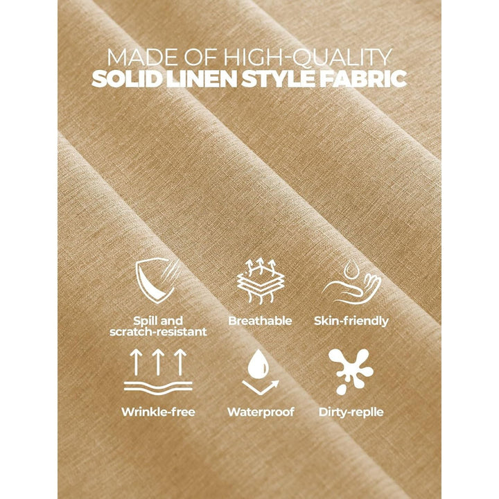Dirty-Repel Linen Party Rectangle Tablecloth, Wipeable Anti-Scratches Table Cloth Waterproof Table Cover for 6 Foot Table, Dining Coffee Table (Oblong, 60 x 84 inch (Rectangular), Beige) - Just Closeouts Canada Inc.X003XFT7FT